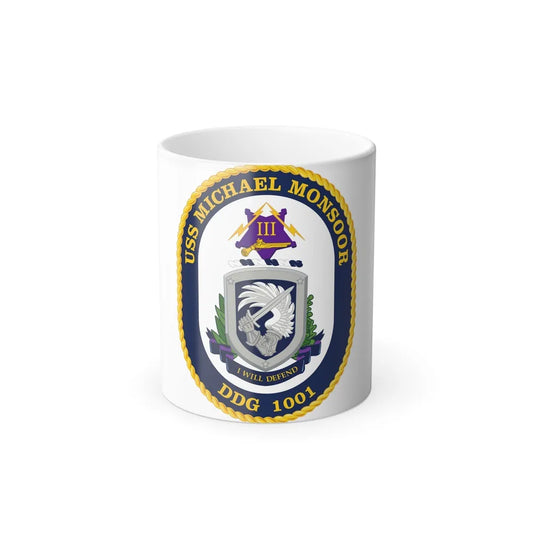USS Michael Monsoor DDG 1001 Crest (U.S. Navy) Color Changing Mug 11oz-11oz-Go Mug Yourself