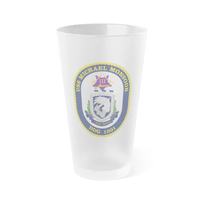 USS Michael Monsoor DDG 1001 Crest (U.S. Navy) Frosted Pint Glass 16oz-Go Mug Yourself