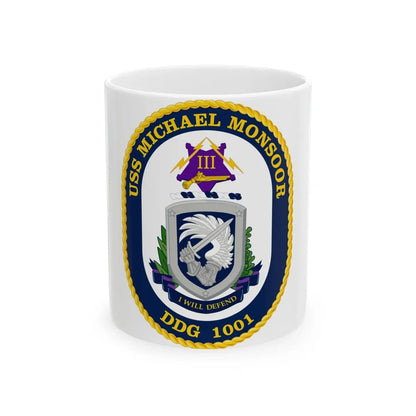 USS Michael Monsoor DDG 1001 Crest (U.S. Navy) White Coffee Mug-11oz-Go Mug Yourself