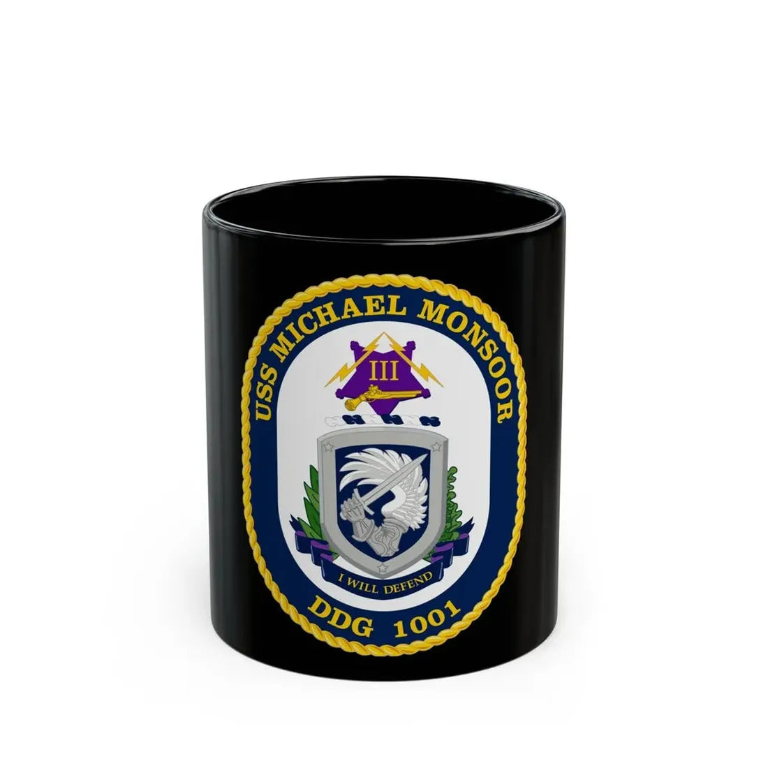 USS Michael Monsoor DDG 1001 Crest (U.S. Navy) Black Coffee Mug 11oz - Go Mug Yourself