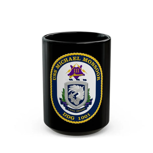 USS Michael Monsoor DDG 1001 Crest (U.S. Navy) Black Coffee Mug 15oz - Go Mug Yourself