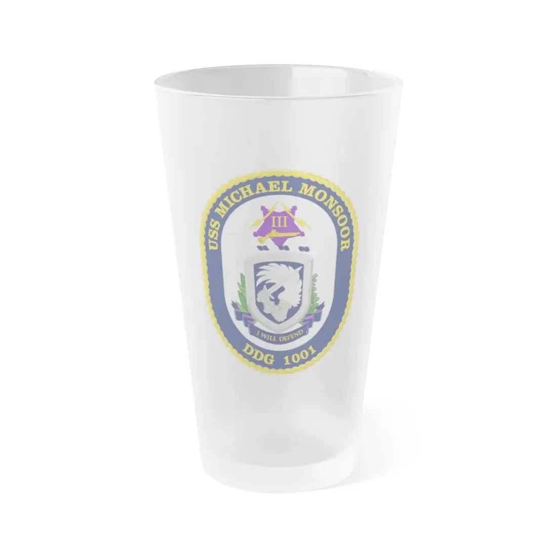 USS Michael Monsoor DDG 1001 Crest (U.S. Navy) Frosted Pint Glass 16oz Default Title - Go Mug Yourself