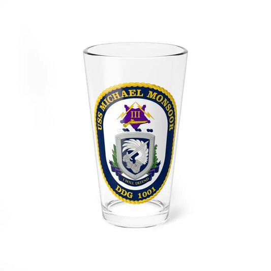 USS Michael Monsoor DDG 1001 Crest (U.S. Navy) Pint Glass 16oz 16oz - Go Mug Yourself
