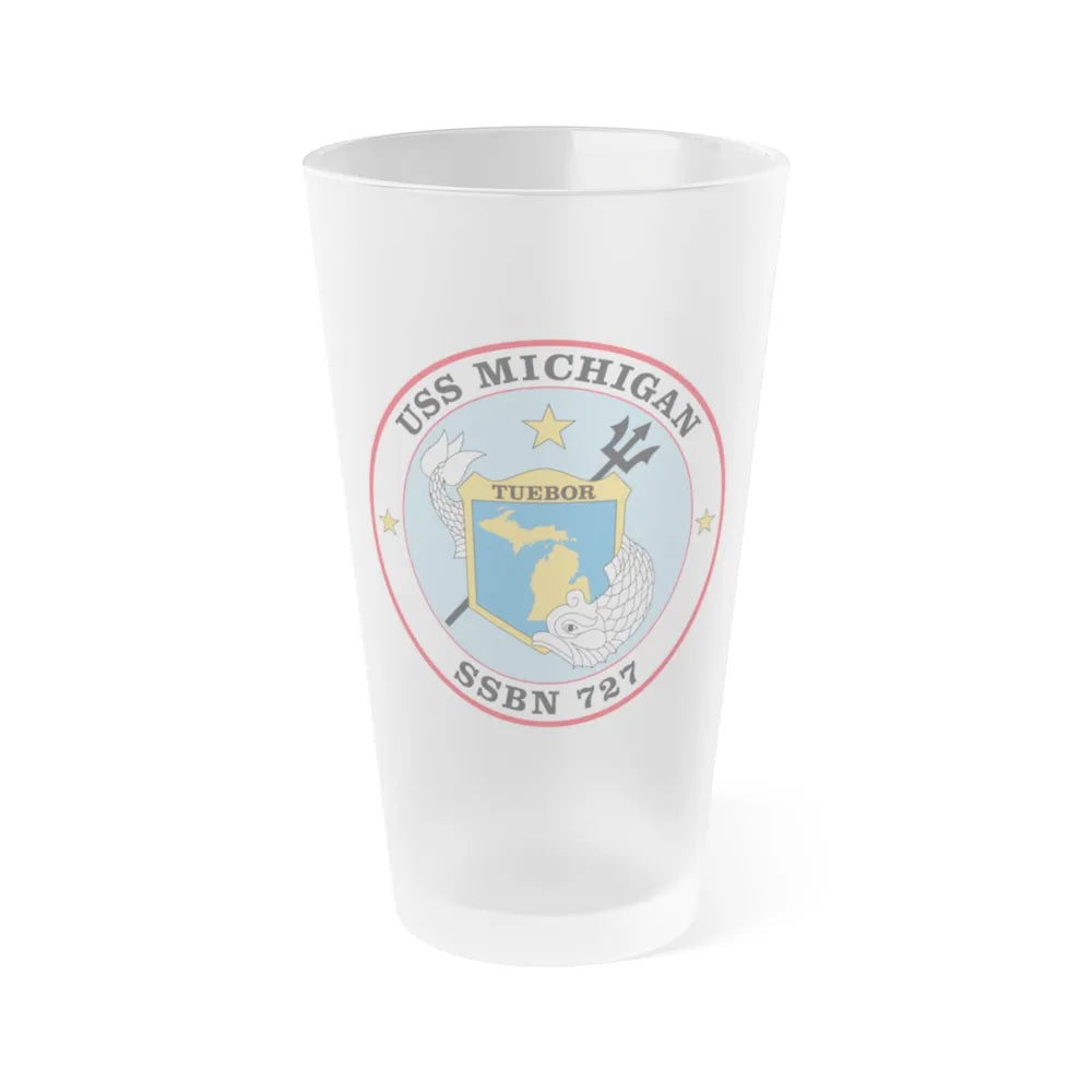 USS Michigan SSBN 727 (U.S. Navy) Frosted Pint Glass 16oz-Go Mug Yourself