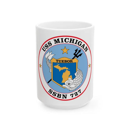 USS Michigan SSBN 727 (U.S. Navy) White Coffee Mug-15oz-Go Mug Yourself