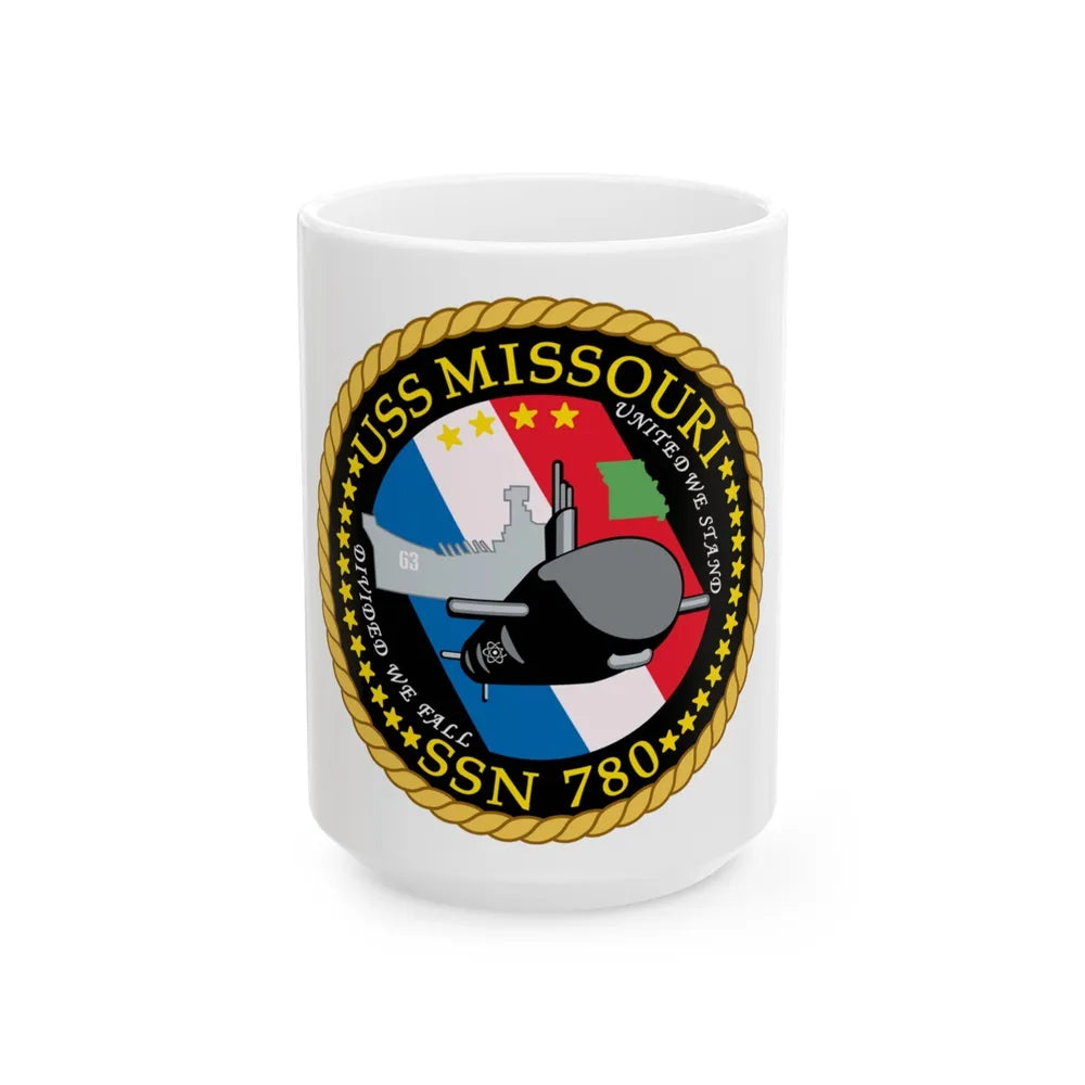 USS Missouri SSN780 (U.S. Navy) White Coffee Mug-15oz-Go Mug Yourself