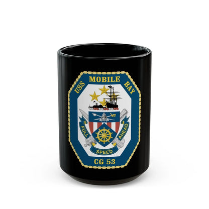 USS Mobile Bay CG 53 Crest (U.S. Navy) Black Coffee Mug-15oz-Go Mug Yourself