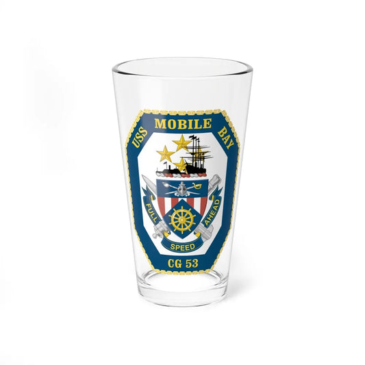 USS Mobile Bay CG 53 Crest (U.S. Navy) Pint Glass 16oz-16oz-Go Mug Yourself