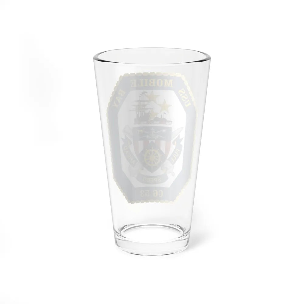 USS Mobile Bay CG 53 Crest (U.S. Navy) Pint Glass 16oz-Go Mug Yourself