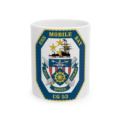 USS Mobile Bay CG 53 Crest (U.S. Navy) White Coffee Mug-11oz-Go Mug Yourself