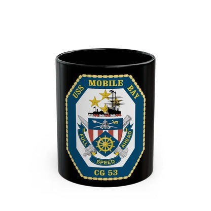 USS Mobile Bay CG 53 Crest (U.S. Navy) Black Coffee Mug 11oz - Go Mug Yourself