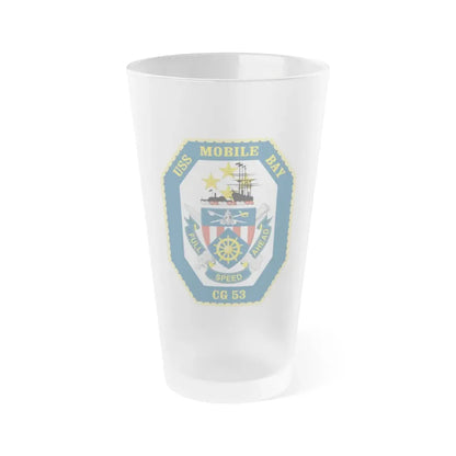 USS Mobile Bay CG 53 Crest (U.S. Navy) Frosted Pint Glass 16oz Default Title - Go Mug Yourself