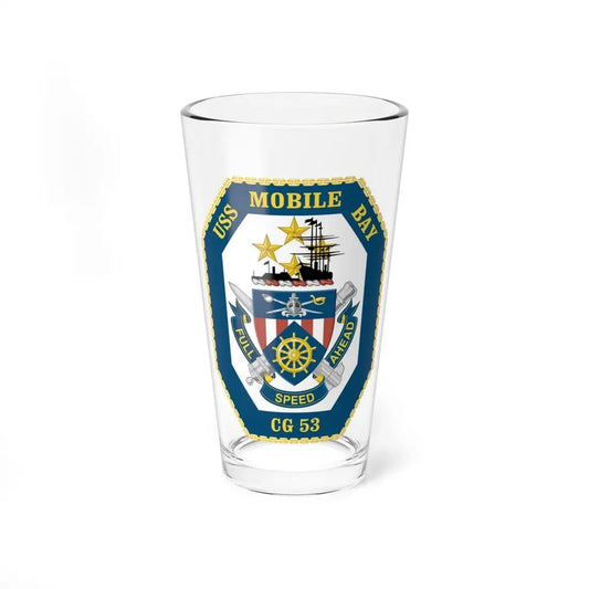USS Mobile Bay CG 53 Crest (U.S. Navy) Pint Glass 16oz 16oz - Go Mug Yourself