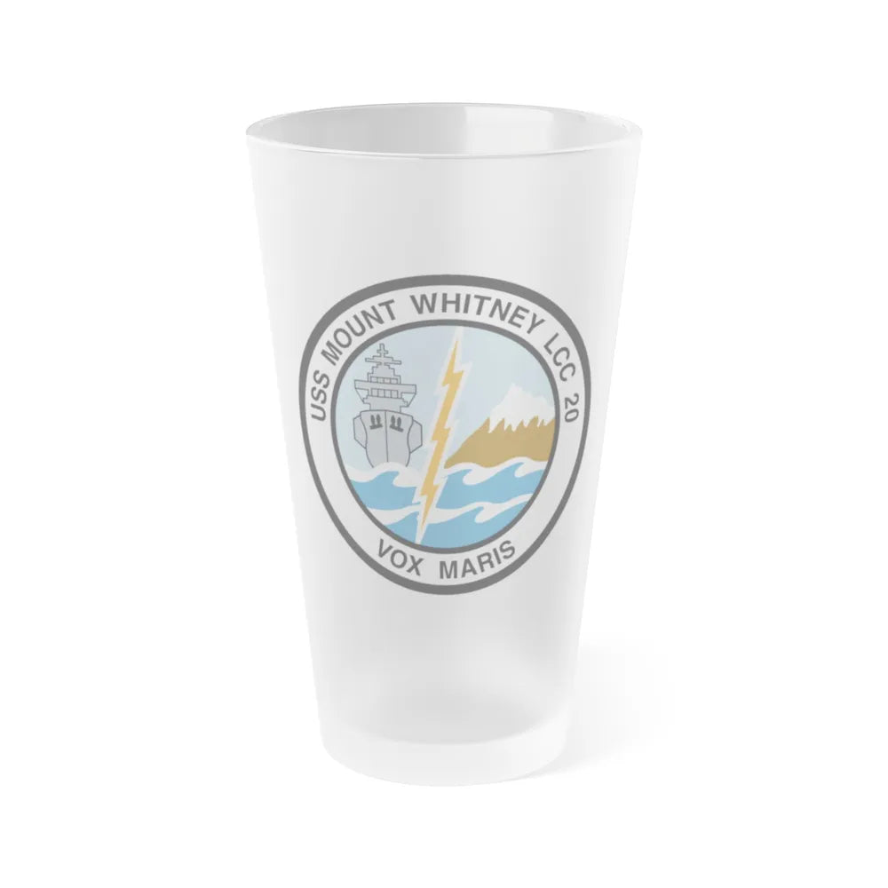 USS Mount Whitney LCC 20 Vox Maris (U.S. Navy) Frosted Pint Glass 16oz-Go Mug Yourself