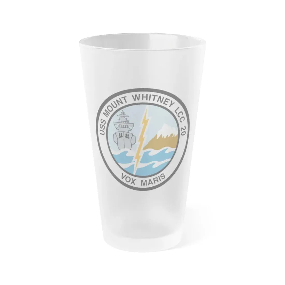 USS Mount Whitney LCC 20 Vox Maris (U.S. Navy) Frosted Pint Glass 16oz Default Title - Go Mug Yourself