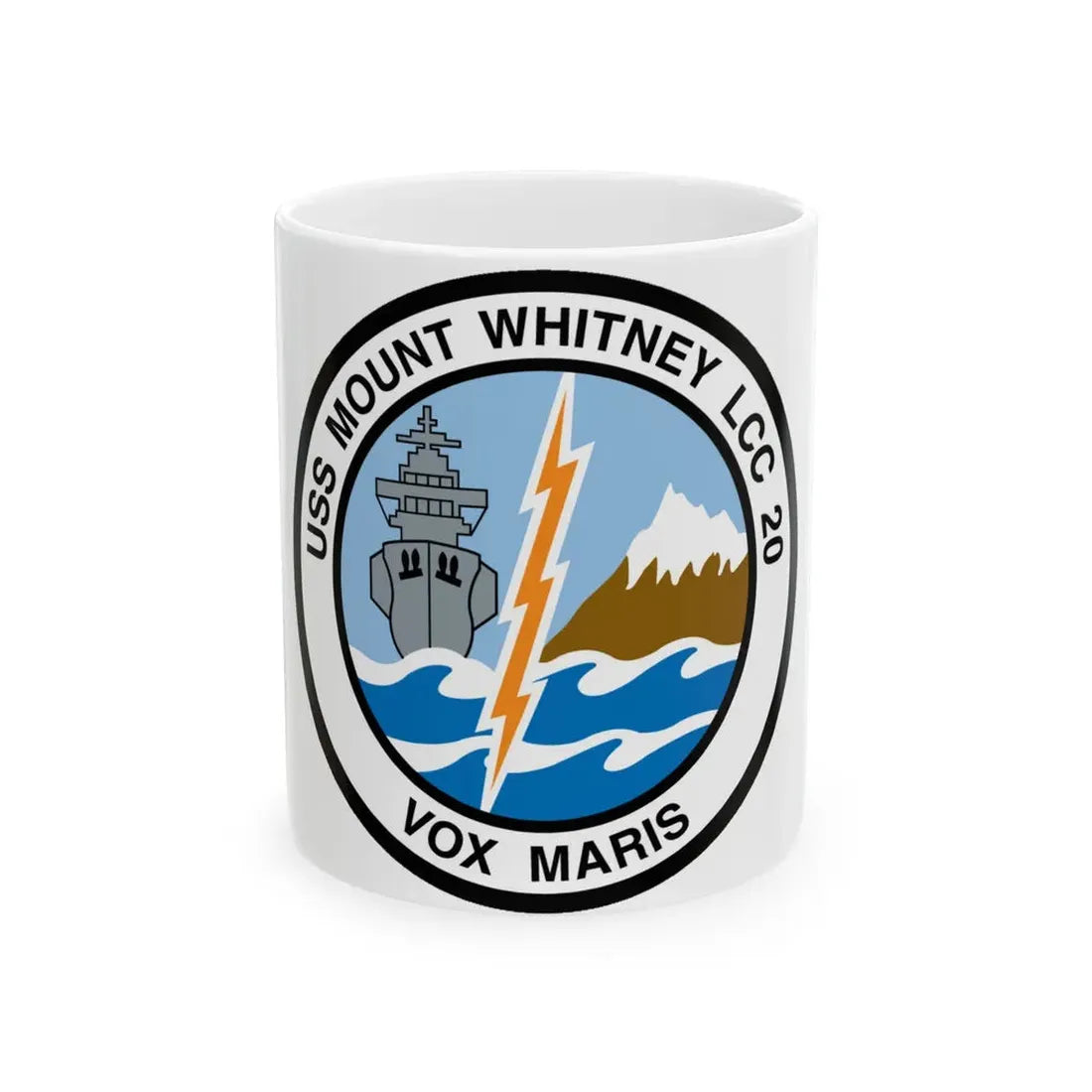 USS Mount Whitney LCC 20 Vox Maris (U.S. Navy) White Coffee Mug 11oz - Go Mug Yourself
