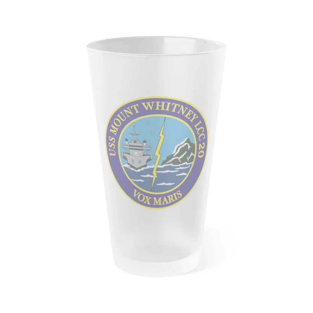 USS Mount Whitney LLC 20 VOX MARIS v2 (U.S. Navy) Frosted Pint Glass 16oz-Go Mug Yourself