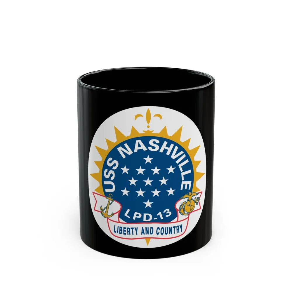 USS Nashille LPD 13 (U.S. Navy) Black Coffee Mug-11oz-Go Mug Yourself