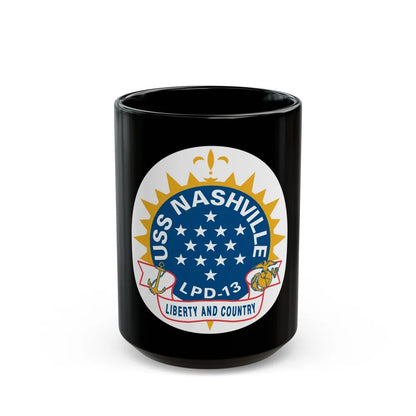 USS Nashille LPD 13 (U.S. Navy) Black Coffee Mug-15oz-Go Mug Yourself