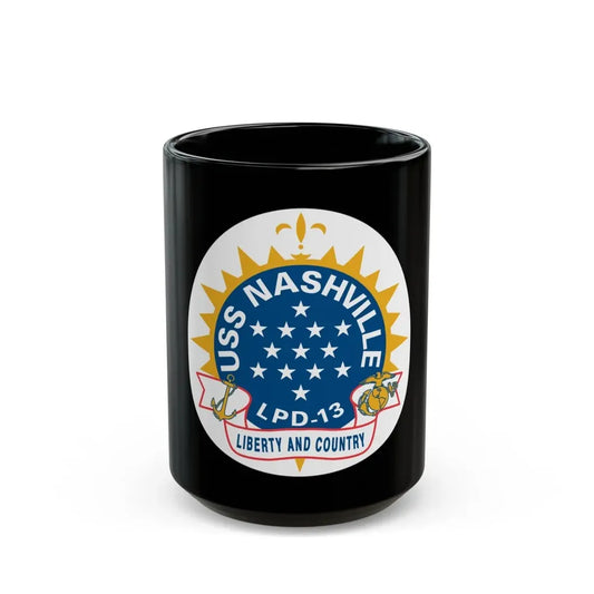 USS Nashille LPD 13 (U.S. Navy) Black Coffee Mug 15oz - Go Mug Yourself