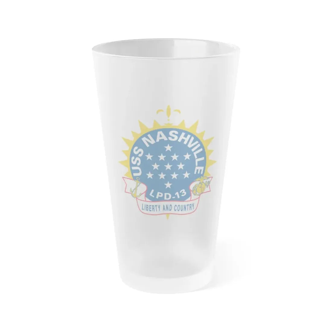 USS Nashille LPD 13 (U.S. Navy) Frosted Pint Glass 16oz Default Title - Go Mug Yourself
