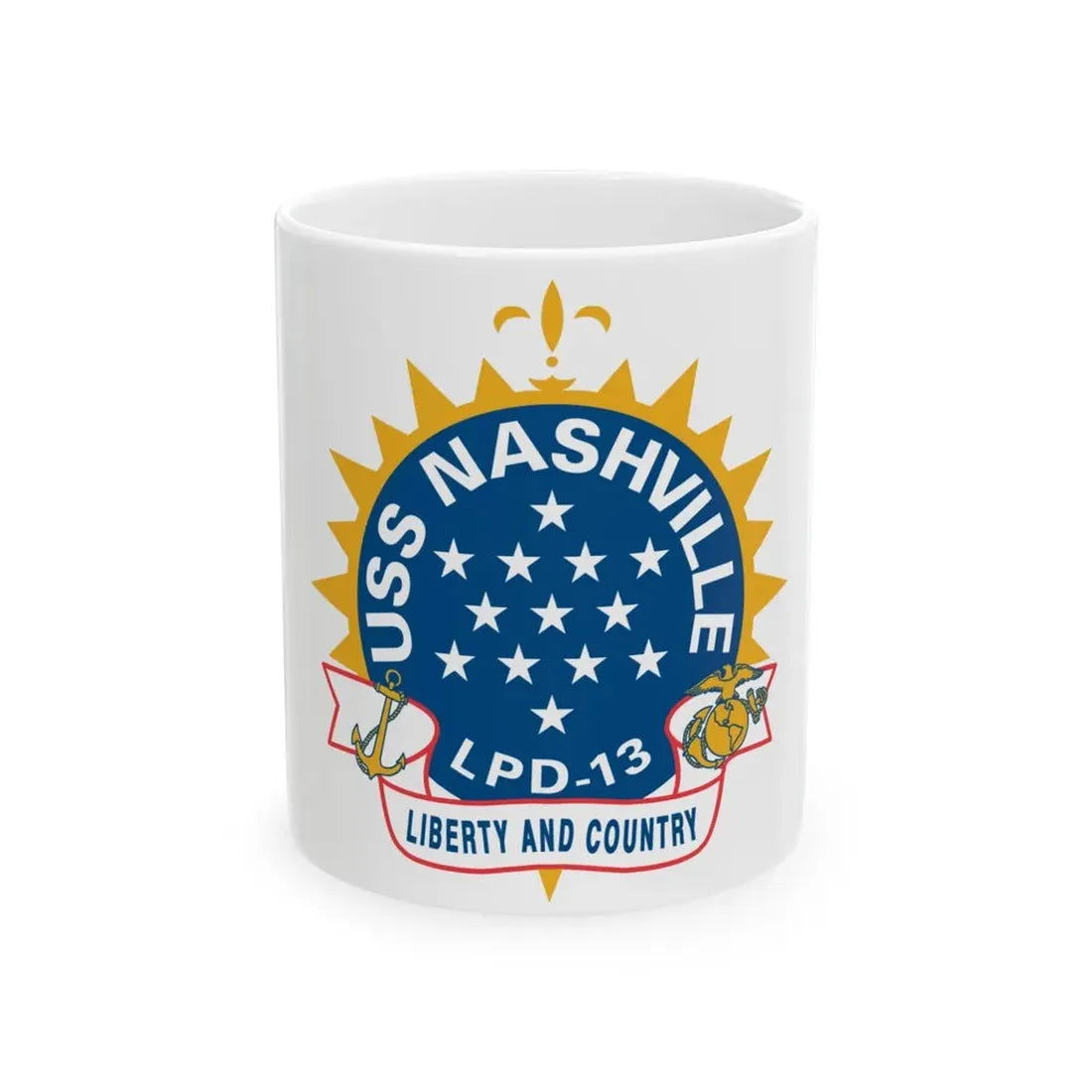 USS Nashille LPD 13 (U.S. Navy) White Coffee Mug 11oz - Go Mug Yourself