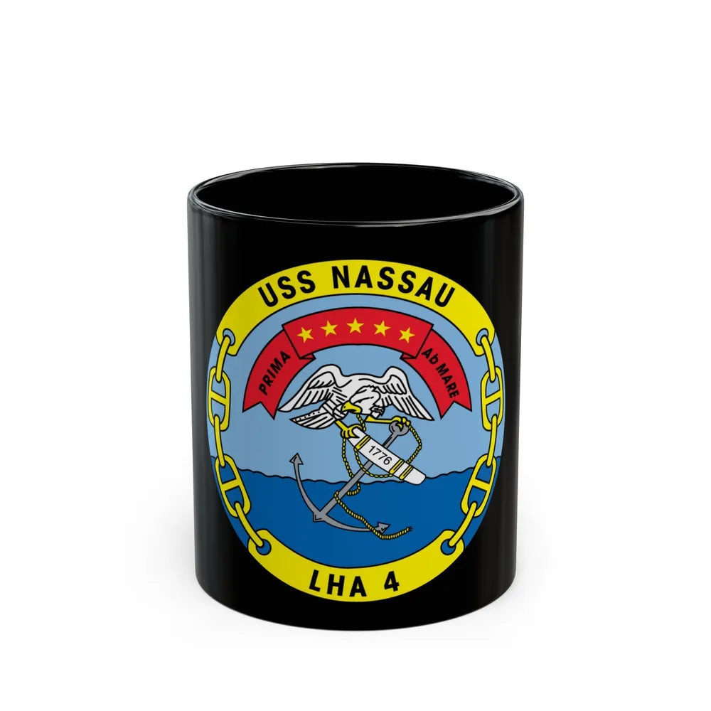 USS Nassau LHA 4 (U.S. Navy) Black Coffee Mug-11oz-Go Mug Yourself