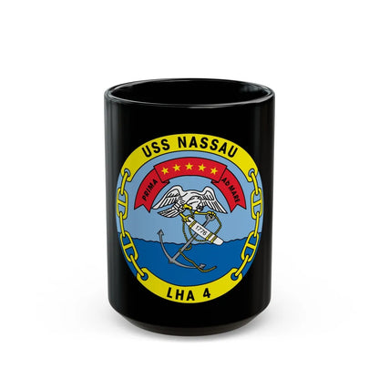 USS Nassau LHA 4 (U.S. Navy) Black Coffee Mug-15oz-Go Mug Yourself