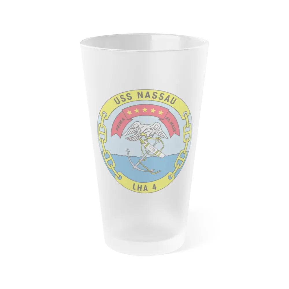 USS Nassau LHA 4 (U.S. Navy) Frosted Pint Glass 16oz-Go Mug Yourself