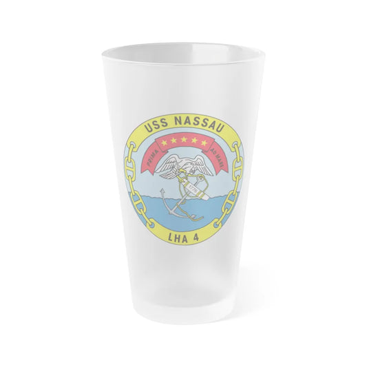 USS Nassau LHA 4 (U.S. Navy) Frosted Pint Glass 16oz-Go Mug Yourself