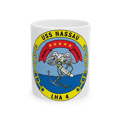 USS Nassau LHA 4 (U.S. Navy) White Coffee Mug-11oz-Go Mug Yourself