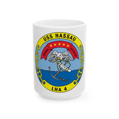 USS Nassau LHA 4 (U.S. Navy) White Coffee Mug 15oz - Go Mug Yourself