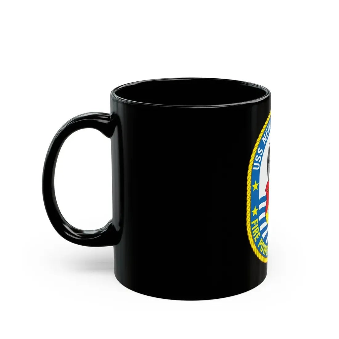 USS New Jersey BB 62 Fire Power For Freedom (U.S. Navy) Black Coffee Mug - Go Mug Yourself