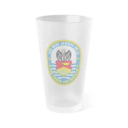 USS New Jersey BB 62 Fire Power For Freedom (U.S. Navy) Frosted Pint Glass 16oz Default Title - Go Mug Yourself
