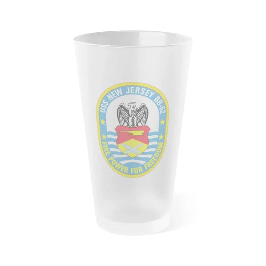 USS New Jersey BB 62 Fire Power For Freedom (U.S. Navy) Frosted Pint Glass 16oz Default Title - Go Mug Yourself