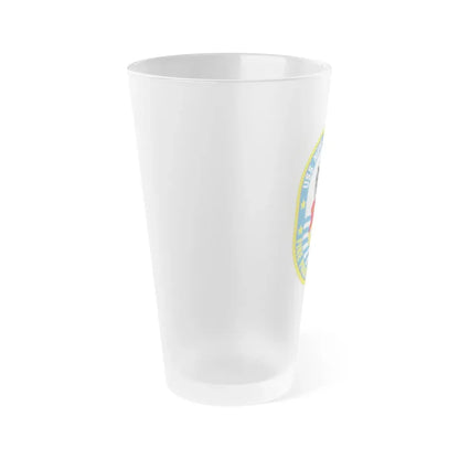 USS New Jersey BB 62 Fire Power For Freedom (U.S. Navy) Frosted Pint Glass 16oz - Go Mug Yourself