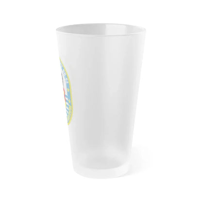 USS New Jersey BB 62 Fire Power For Freedom (U.S. Navy) Frosted Pint Glass 16oz - Go Mug Yourself