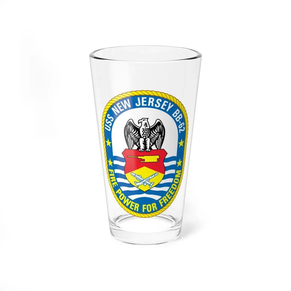 USS New Jersey BB 62 Fire Power For Freedom (U.S. Navy) Pint Glass 16oz 16oz - Go Mug Yourself