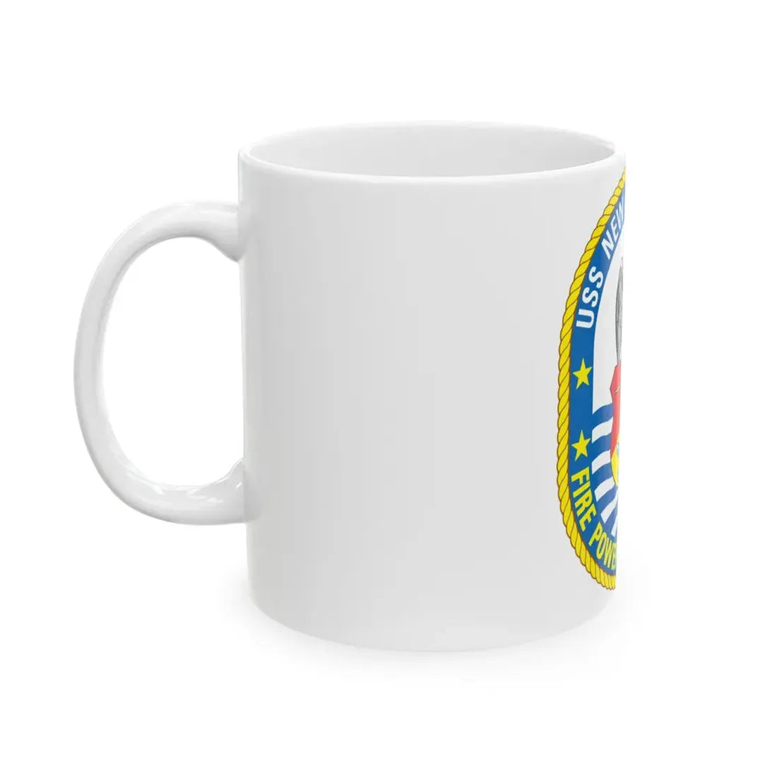 USS New Jersey BB 62 Fire Power For Freedom (U.S. Navy) White Coffee Mug - Go Mug Yourself
