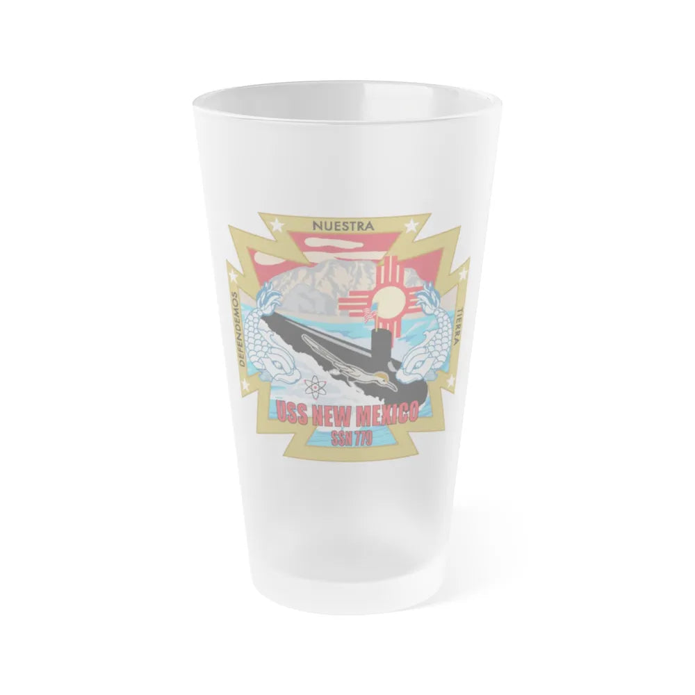 USS New Mexico (U.S. Navy) Frosted Pint Glass 16oz-Go Mug Yourself