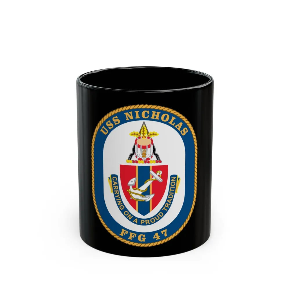 USS Nicholas FFG 47 (U.S. Navy) Black Coffee Mug-11oz-Go Mug Yourself