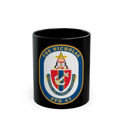 USS Nicholas FFG 47 (U.S. Navy) Black Coffee Mug-11oz-Go Mug Yourself