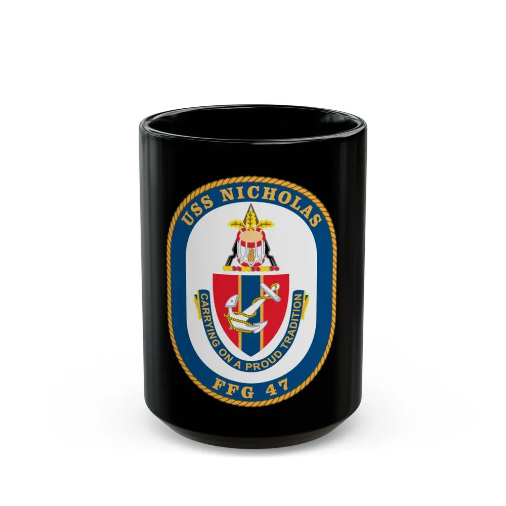 USS Nicholas FFG 47 (U.S. Navy) Black Coffee Mug-15oz-Go Mug Yourself