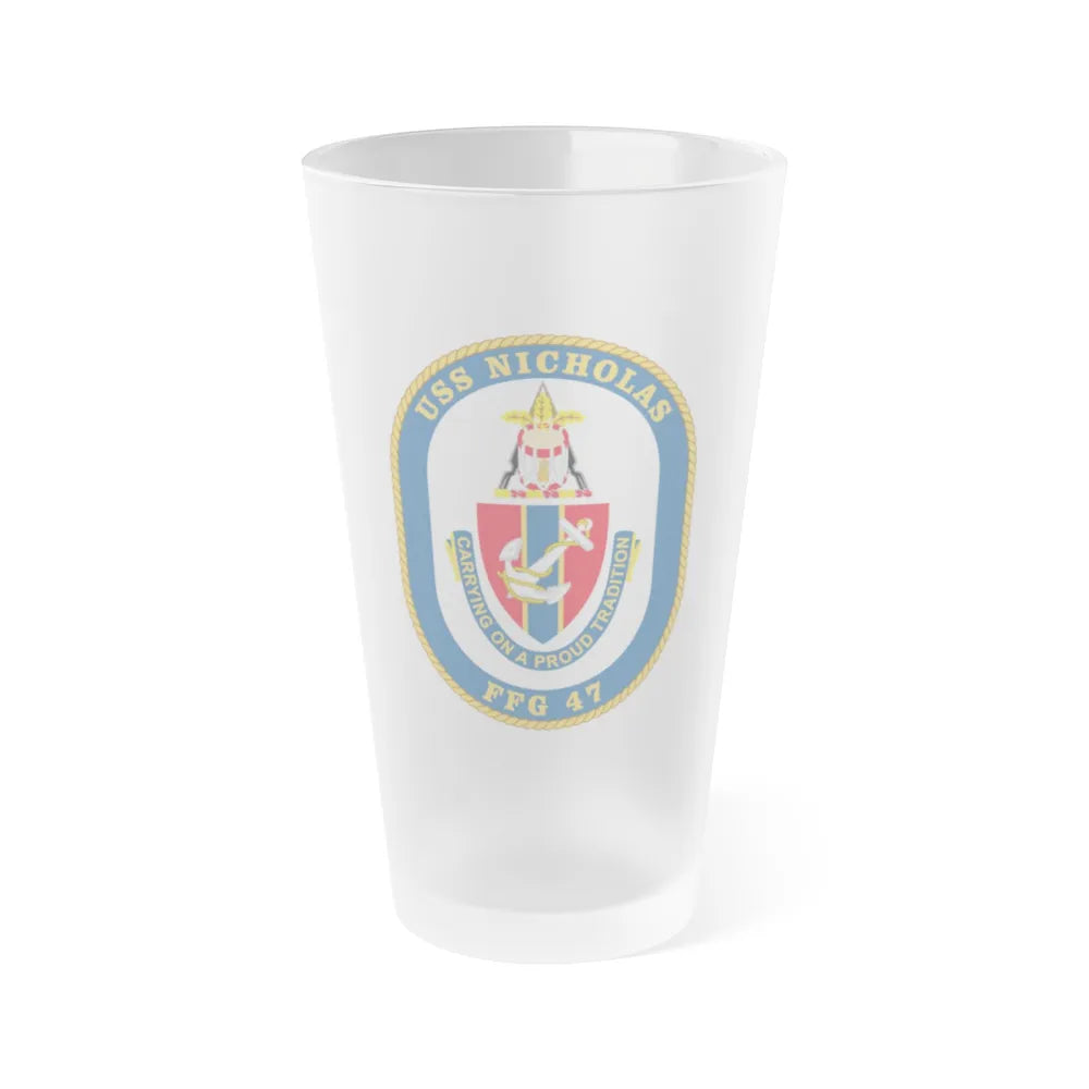 USS Nicholas FFG 47 (U.S. Navy) Frosted Pint Glass 16oz-Go Mug Yourself