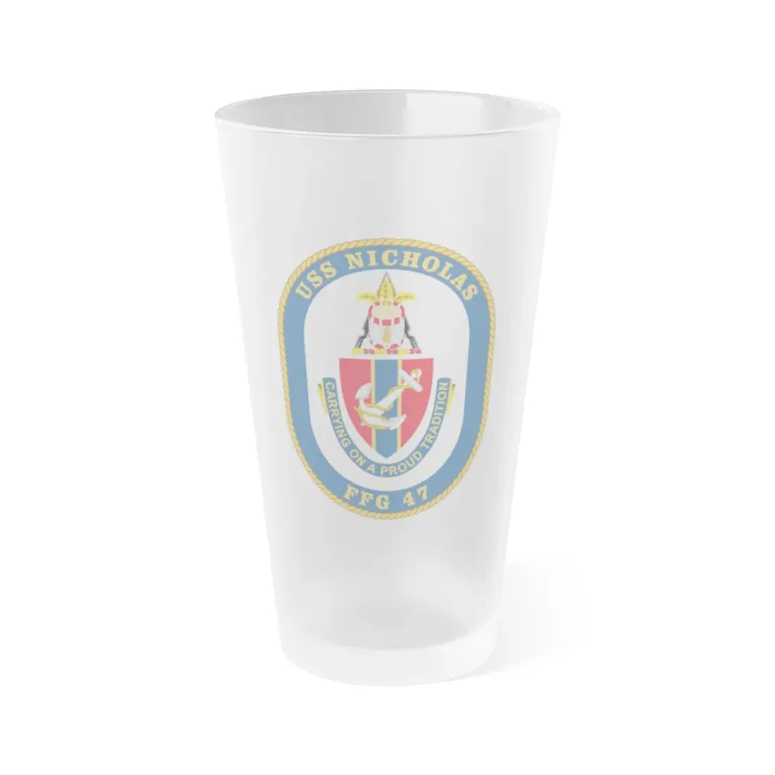 USS Nicholas FFG 47 (U.S. Navy) Frosted Pint Glass 16oz Default Title - Go Mug Yourself