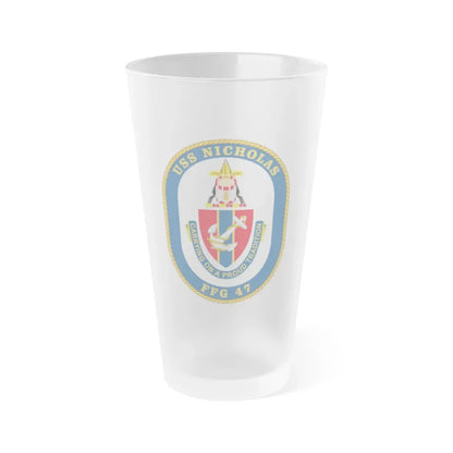 USS Nicholas FFG 47 (U.S. Navy) Frosted Pint Glass 16oz Default Title - Go Mug Yourself