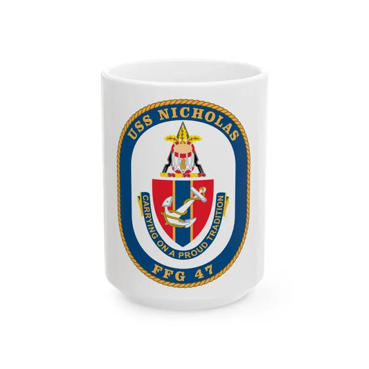 USS Nicholas FFG 47 (U.S. Navy) White Coffee Mug 15oz - Go Mug Yourself