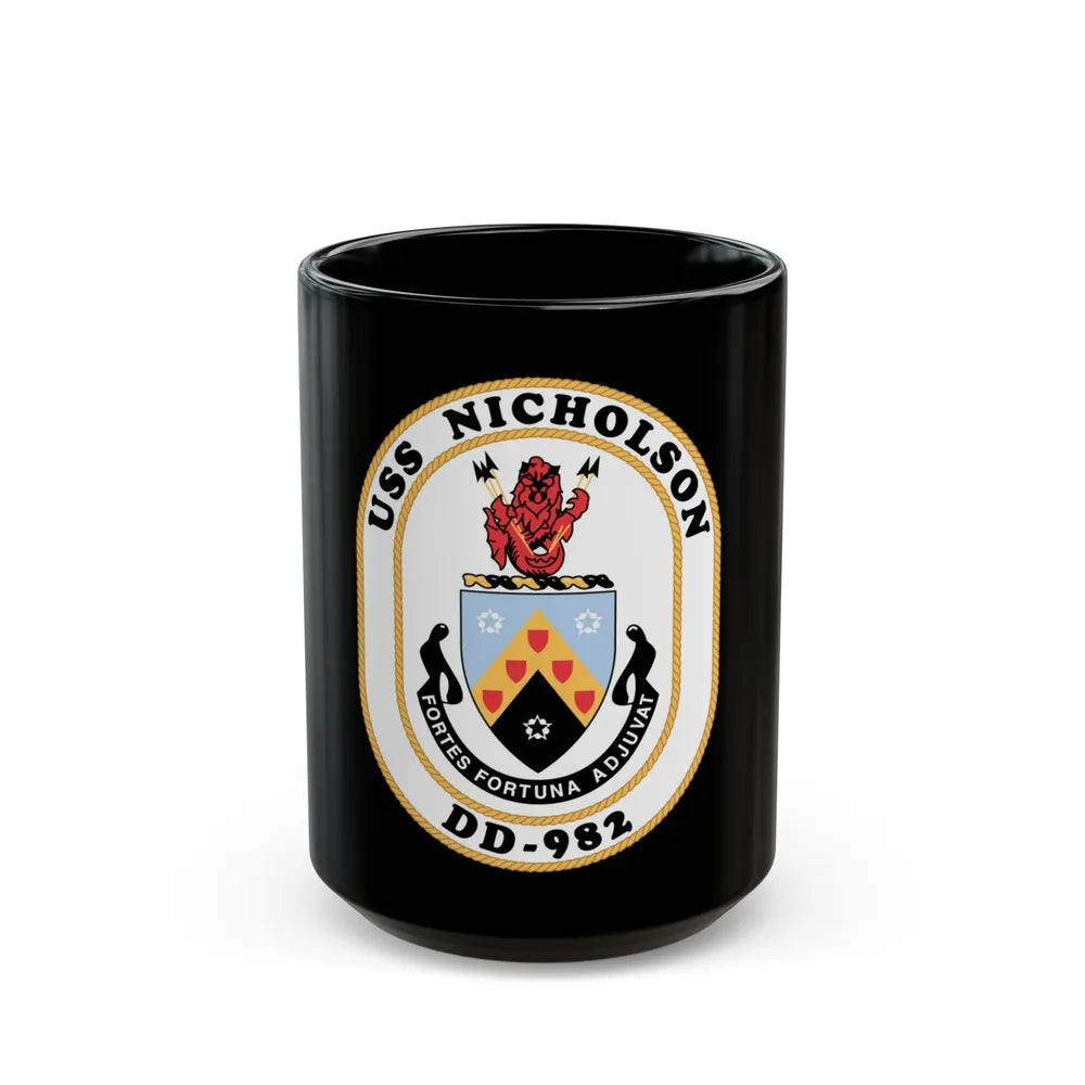 USS Nicholson DD 982 (U.S. Navy) Black Coffee Mug-15oz-Go Mug Yourself