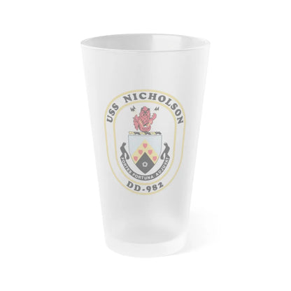 USS Nicholson DD 982 (U.S. Navy) Frosted Pint Glass 16oz-Go Mug Yourself