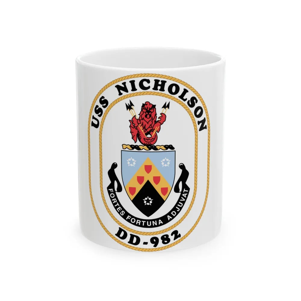 USS Nicholson DD 982 (U.S. Navy) White Coffee Mug-11oz-Go Mug Yourself